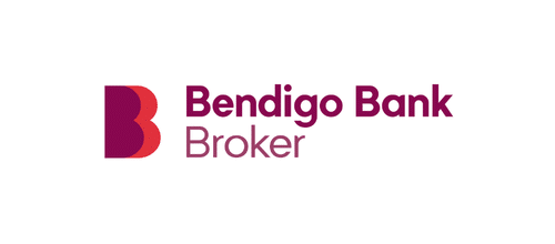 Logo for Bendigo Bank Broker featuring a large stylized "B" in red and purple, with "Bendigo Bank" in bold purple text and "Broker" in a lighter purple underneath.