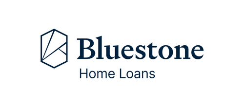 Bluestone Home Loans logo featuring a geometric blue icon on the left and the words "Bluestone Home Loans" in dark blue text on a white background.
